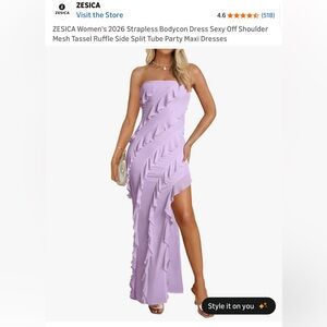 Elegant Lavender Strapless Dress